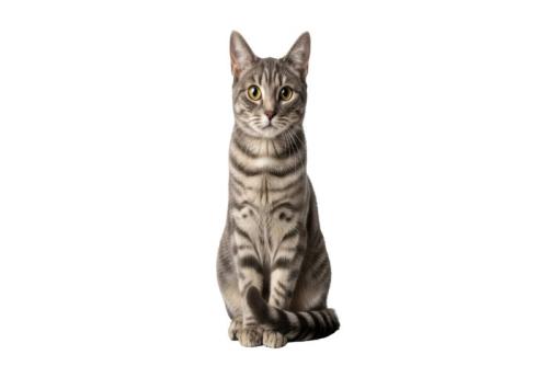 しっぽ巻き座りをする猫の正面写真