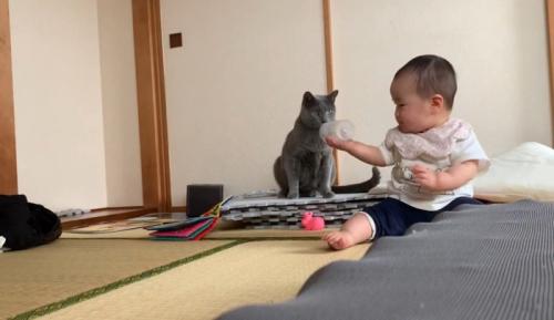 赤ちゃんとコップ