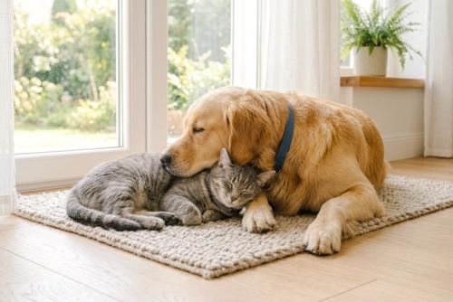 寛ぐ猫犬たち