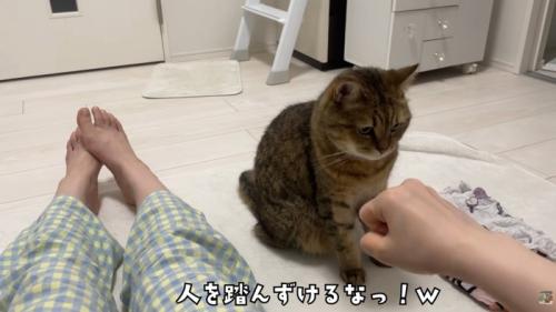 テロップ「人を踏んずけるな」