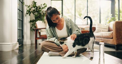 女性と猫