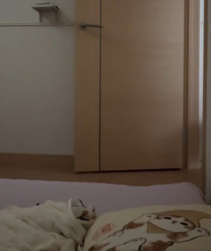 扉の開いた寝室