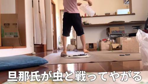 虫を捕まえようとする旦那さん