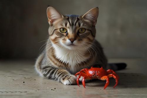 猫とカニ