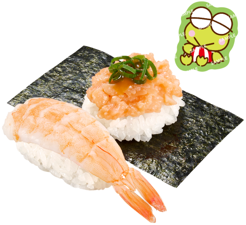 「サンリオ×スシロー」えび・サーモンたたき包み はぴだんぶいコラボ限定ピック付き