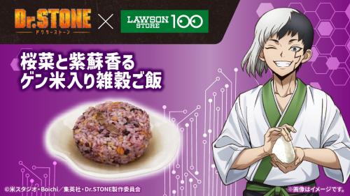 「Dr.STONE×ローソンストア100」コラボキャンペーン 桜菜と紫蘇香るゲン米入り雑穀ご飯