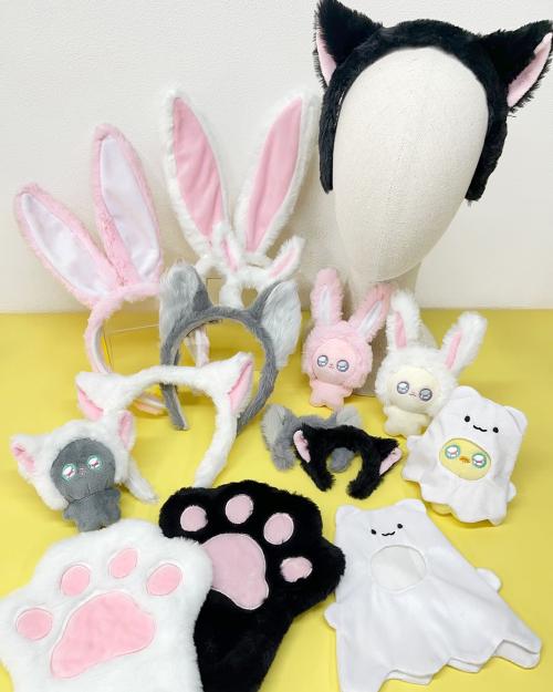 「サンキューマート」アニマルカチューシャ、肉球手袋、ぬいぐるみ用着ぐるみ／各390円