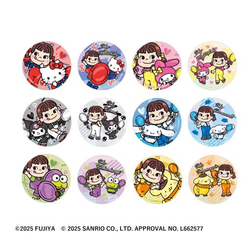「サンリオキャラクターズ×ぺこちゃん」トレーディングオーロラ缶バッジ