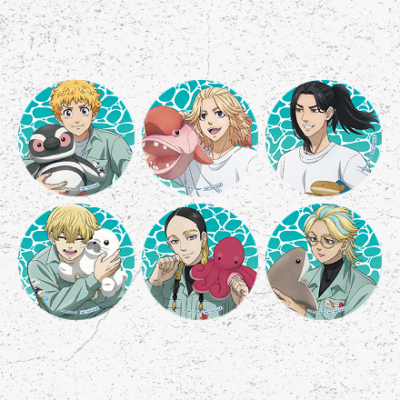 「水族館リベンジャーズ タイムリープ謎解きミッション ー海の運命を塗り替えろー」クリア特典のオリジナル缶バッジ