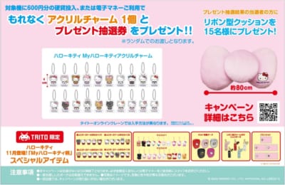 タイトー「ハローキティ Myハローキティキャンペーン」アクリルチャーム