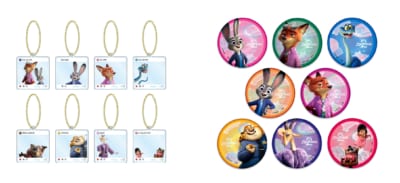 「ズートピア2」OH MY CAFE アクリルキーホルダー(ランダム8種)、ビッグホロ缶バッジ(ランダム8種)