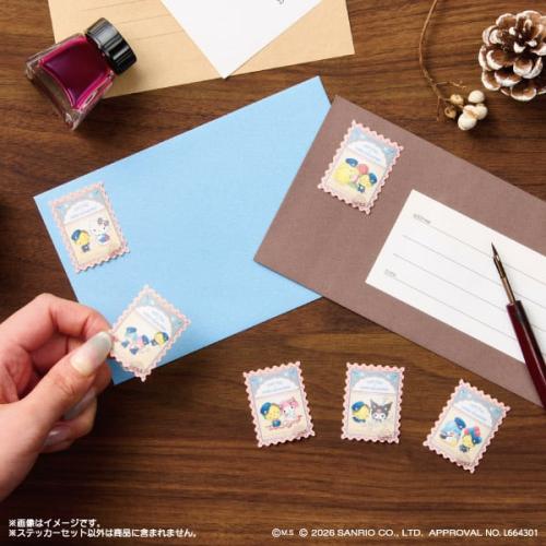 コジコジ×サンリオキャラクターズ オリジナル切手風ステッカーセット 使用イメージ