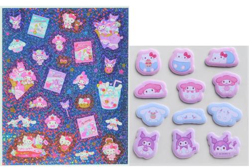 キラキラシールとぷっくりシールのアップ