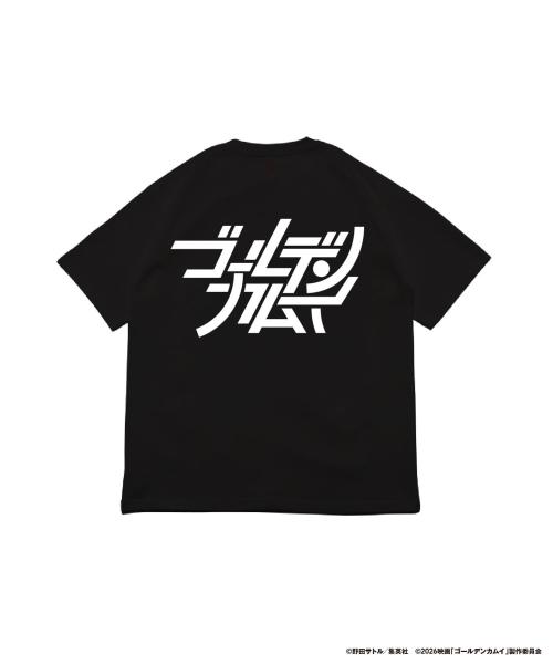 刺青人皮風ロゴTシャツ（ブラック）背面にゴールデンカムイロゴ