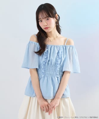 ぴちぴちピッチ 2WAYシャーリングブラウス グリーン