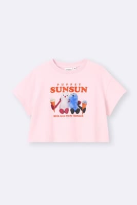 パペットスンスン×GU キッズグラフィッククロップドTシャツ ピンク