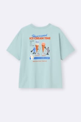 パペットスンスン×GU グラフィックTシャツ ミントグリーン バックプリント