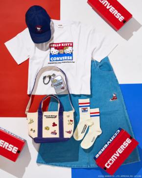 「ハローキティ×コンバース」PLAZA限定コラボ商品が6月11日発売!キティ&ミミィがスニーカーから顔をのぞかせる全20アイテム