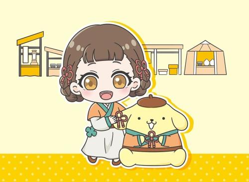 小蘭×ポムポムプリン ミニキャラコラボイラスト