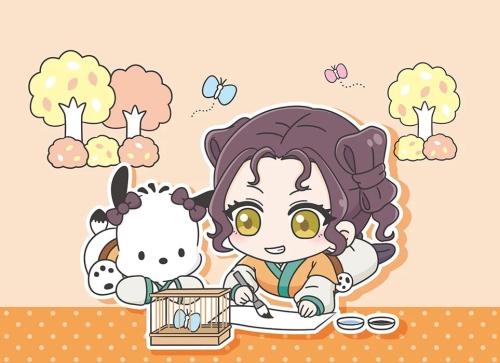 子翠×ポチャッコ ミニキャラコラボイラスト