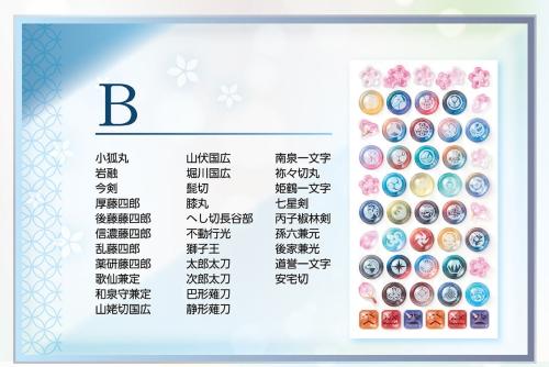 ボンボンドロップシール B 収録刀剣男士一覧