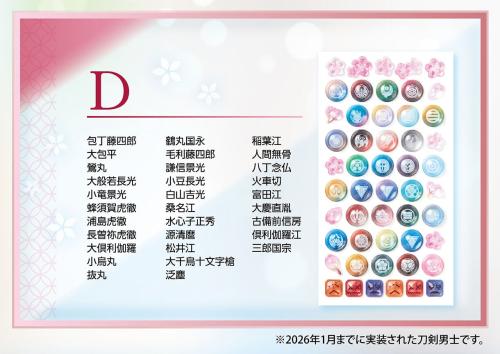 ボンボンドロップシール D 収録刀剣男士一覧