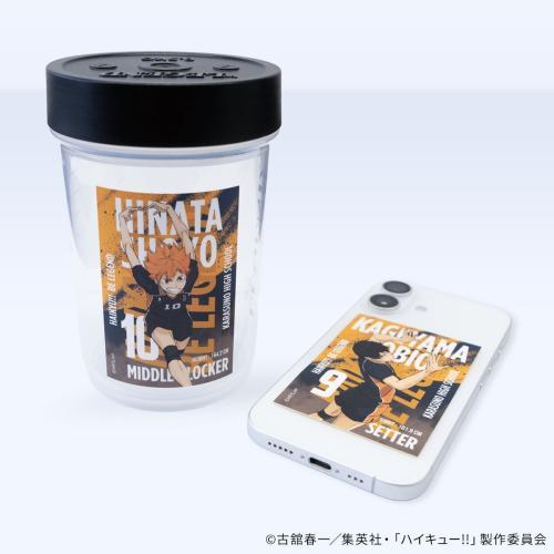 シェイカーやスマホに貼った耐水ステッカーのイメージ