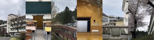 岩手県立軽米高等学校の校舎と渡り廊下