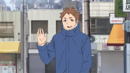 アニメ『ハイキュー!!』第4期 第9話「それぞれの夜」より 商店街を歩く烏野高校の部員