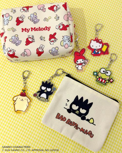 サンリオキャラクターズ×サンキューマート 帆布フラットポーチ・箱型ポーチ・アクリルキーホルダー