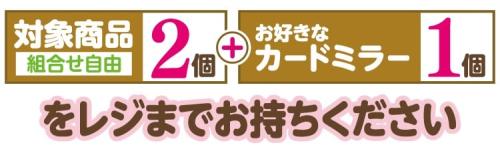 カードミラーのもらい方 対象商品2個とカードミラー1個をレジへ