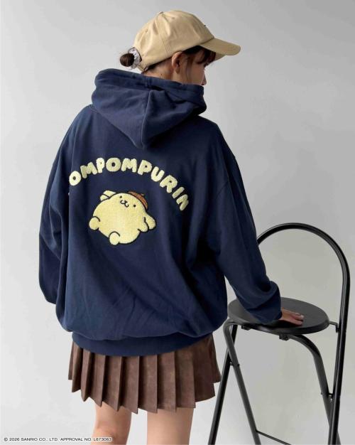 『サンリオキャラクターズ』×AS KNOW AS plus Wzipスウェットパーカー ポムポムプリン（ネイビー）の別カット
