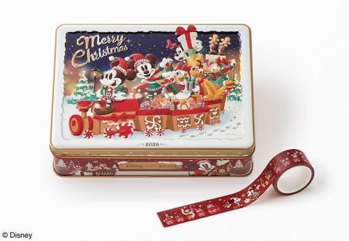 クリスマストレイン柄の限定缶とオリジナルマスキングテープ