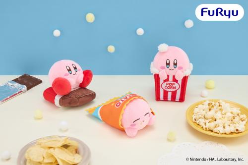 お菓子を楽しむカービィのぬいぐるみ全3種