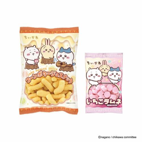 ソックスに入るコーンポタージュスナックといちごラムネ