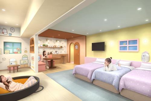 すみっコたちといっしょにおとまり会のお部屋のイメージ
