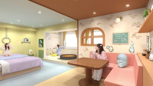 おとまり会のお部屋の喫茶すみっコをイメージした空間