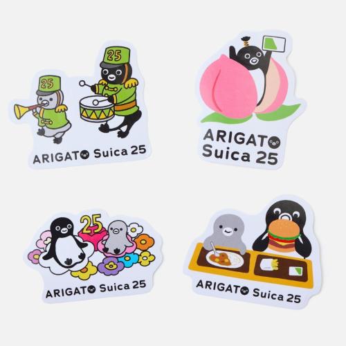 Suicaのペンギン ステッカー ARIGATO Suica 25 4種セット