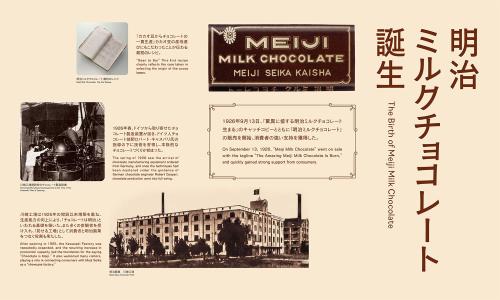 明治ミルクチョコレート誕生の歴史展示イメージ