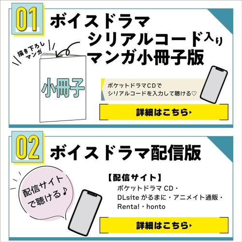 ボイスドラマ「特級αの愛したΩ」小冊子版と配信版の販売形態案内