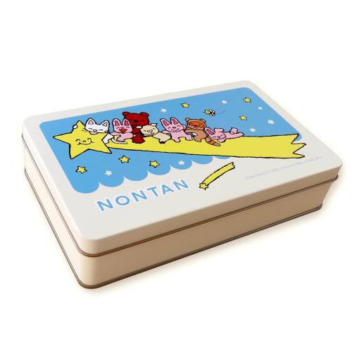 白背景で斜めから見たノンタンの限定缶