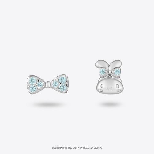 シナモロールとリボンのアシンメトリーシルバーピアス