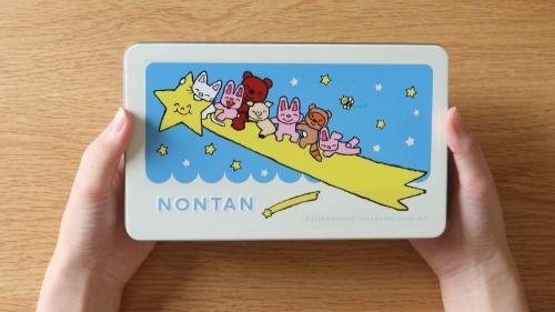 ノンタンとおともだちが描かれた限定缶
