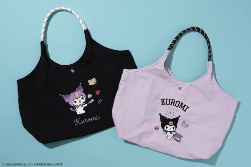 クロミ刺繍入りトートバッグのブラックとラベンダー