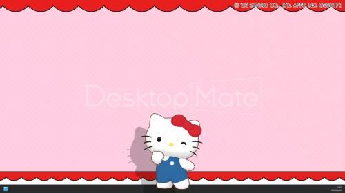 デスクトップでウィンクするハローキティ