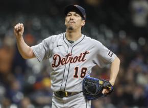 前田健太は今季４試合目の登板で２回を１安打１失点、勝敗は付かなかったがチームは快勝