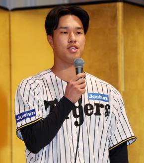 【阪神】ドラ3岡城快生、初任給で「実家にサウナを作りたい」ファンミーティングでけん玉も披露