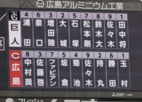 【巨人】今季22発のボビー・ダルベックが体調不良でベンチ外、代役３番には増田陸／スタメン