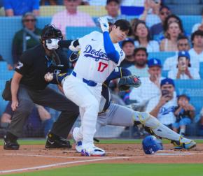 大谷翔平ABSチャレンジ受け空振り三振 最後は外角スイーパーに手が出ず「読み間違えたかな」