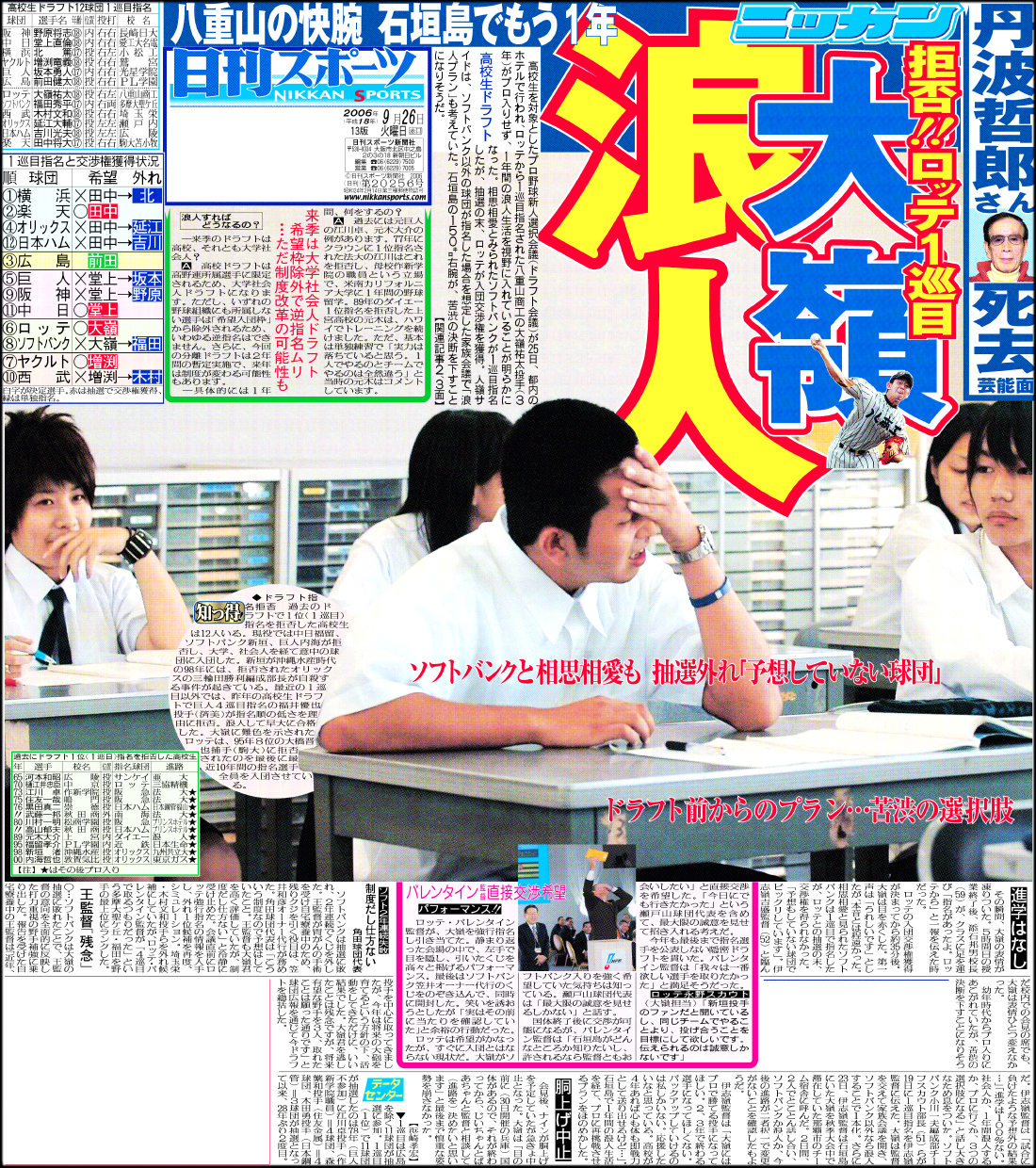 大嶺祐太、ロッテ拒否し浪人も想定／ドラフト回顧録